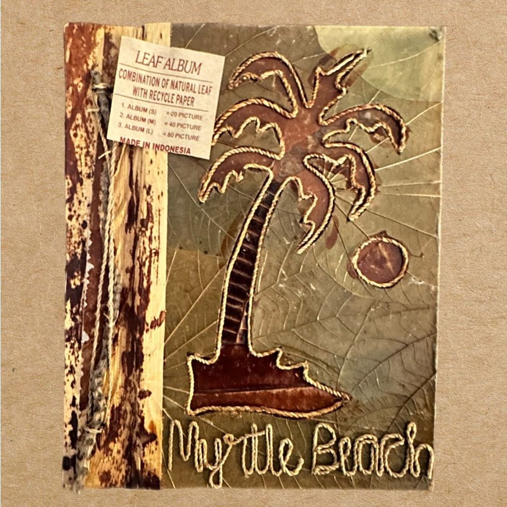 Photo Album Natural Leaf with recycled paper Myrtle Beach Palm Tree Sunset.